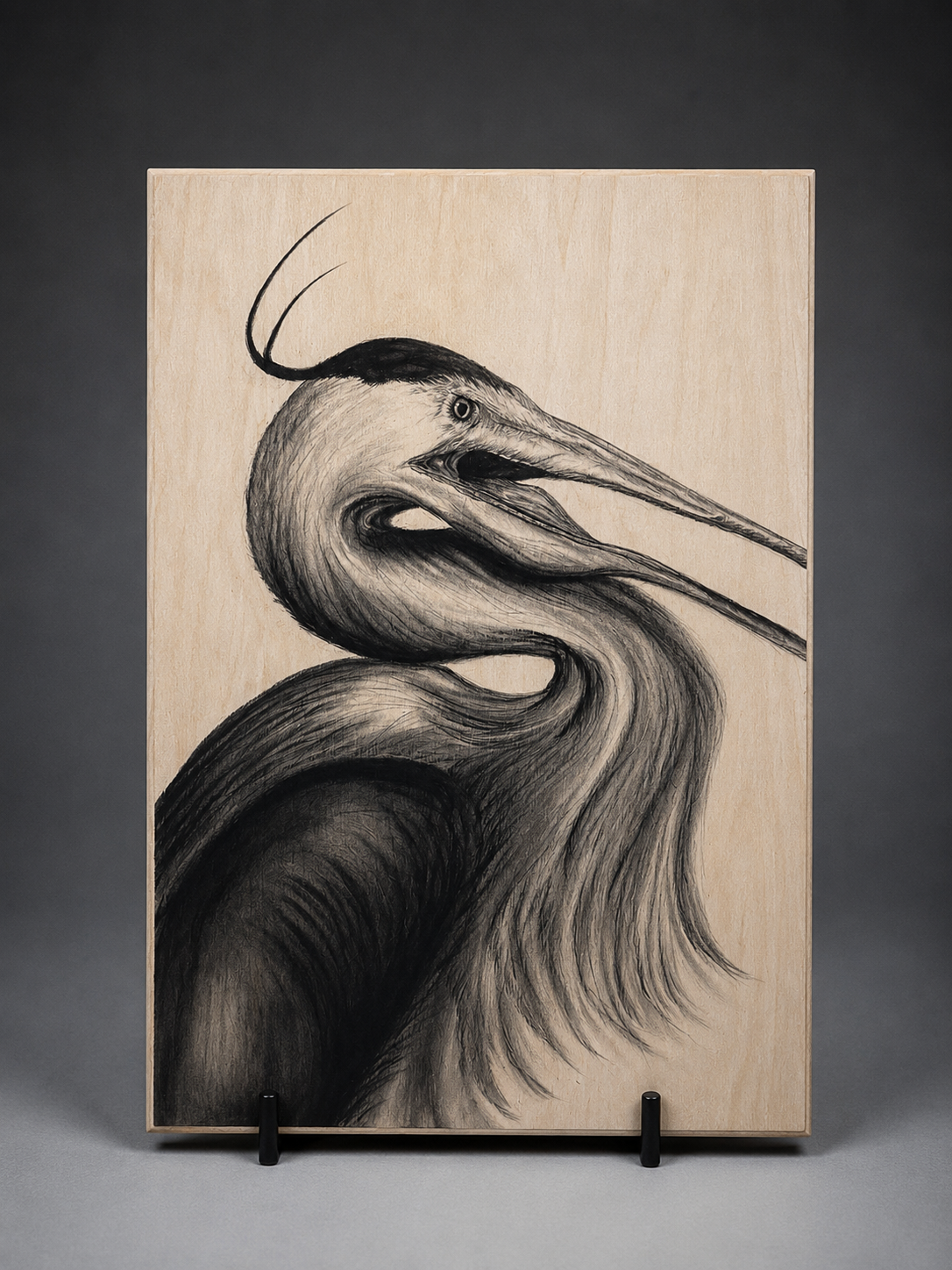 Patience charcoal bird artwork