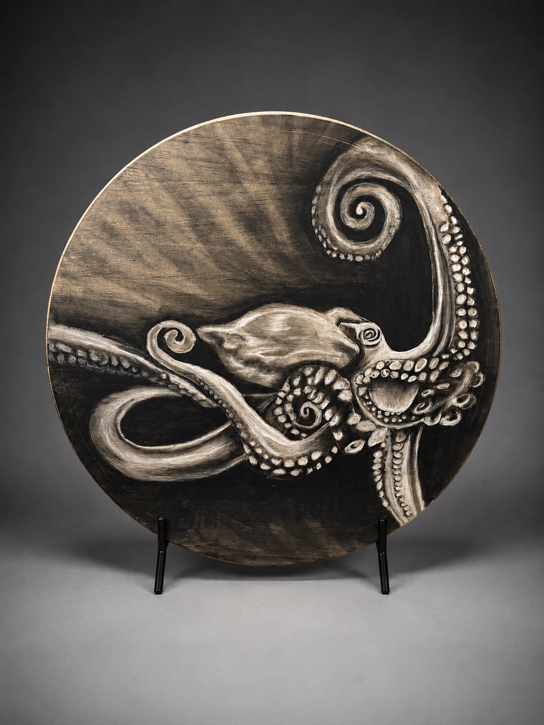 The Deep charcoal octopus artwork